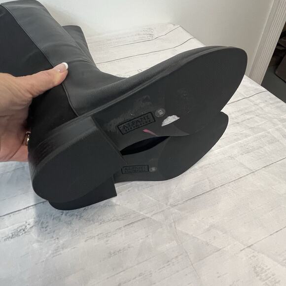 Alfani Step Flex Ludlowe Black Leather Stretch Knee High Riding Boots Size 5.5 M - Picture 8 of 13